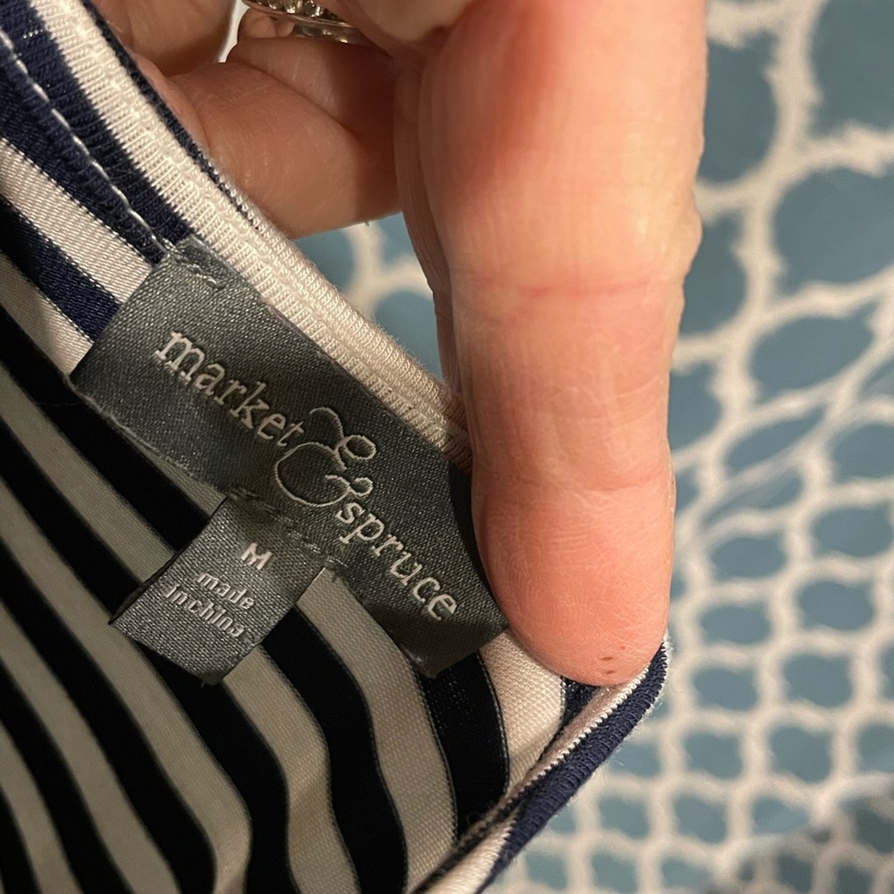 Market & Spruce navy and white stretch tank dress, medium. - Picture 6 of 6